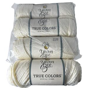 4 Skeins Yarn Bee’s True Colors Super Bulky Yarn, 100% acrylic color ivory